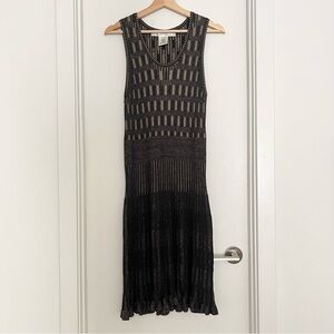 Max Studio Knit Sweater Tank Dress Size XL Black Brown Neutral Classic Elegant